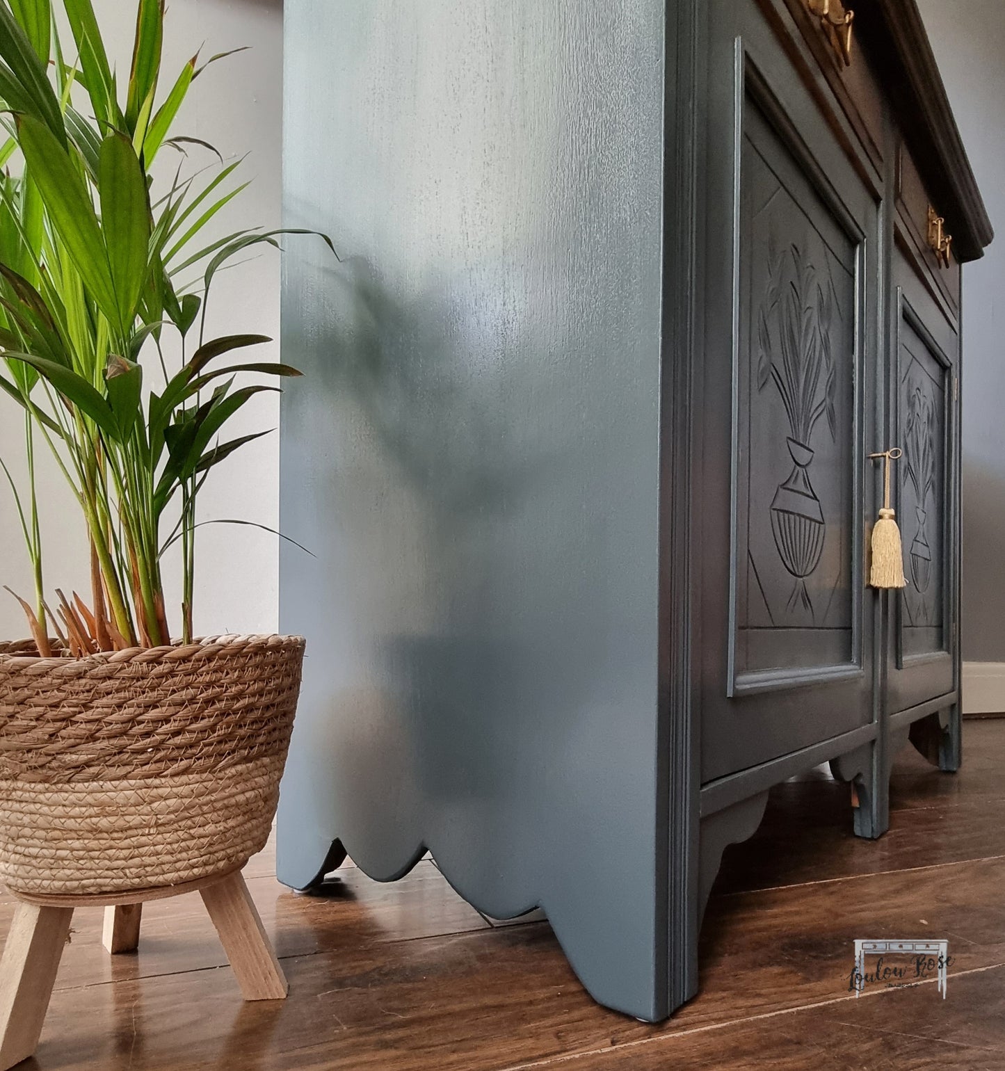 Edwardian Sideboard Painted in Grey, Farrow and Ball Hopper Head
