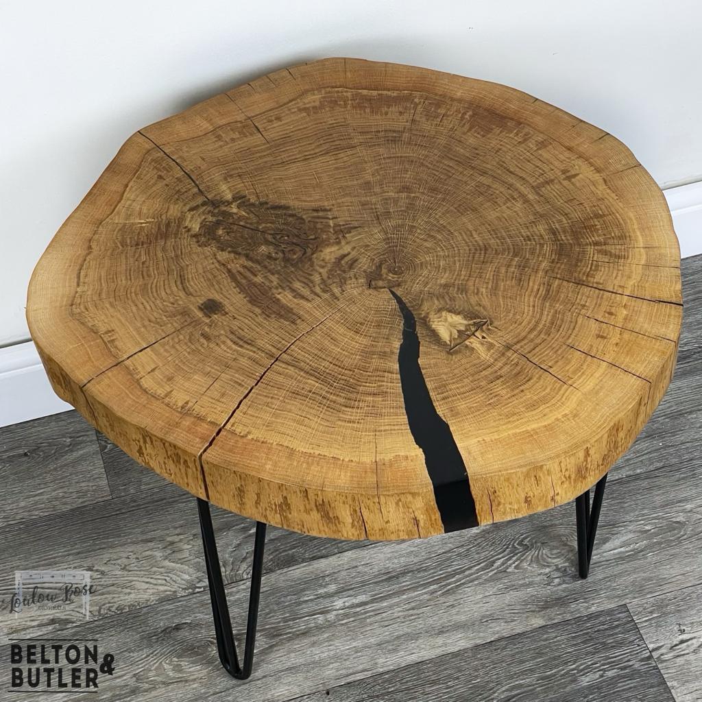 Wood slab deals side table