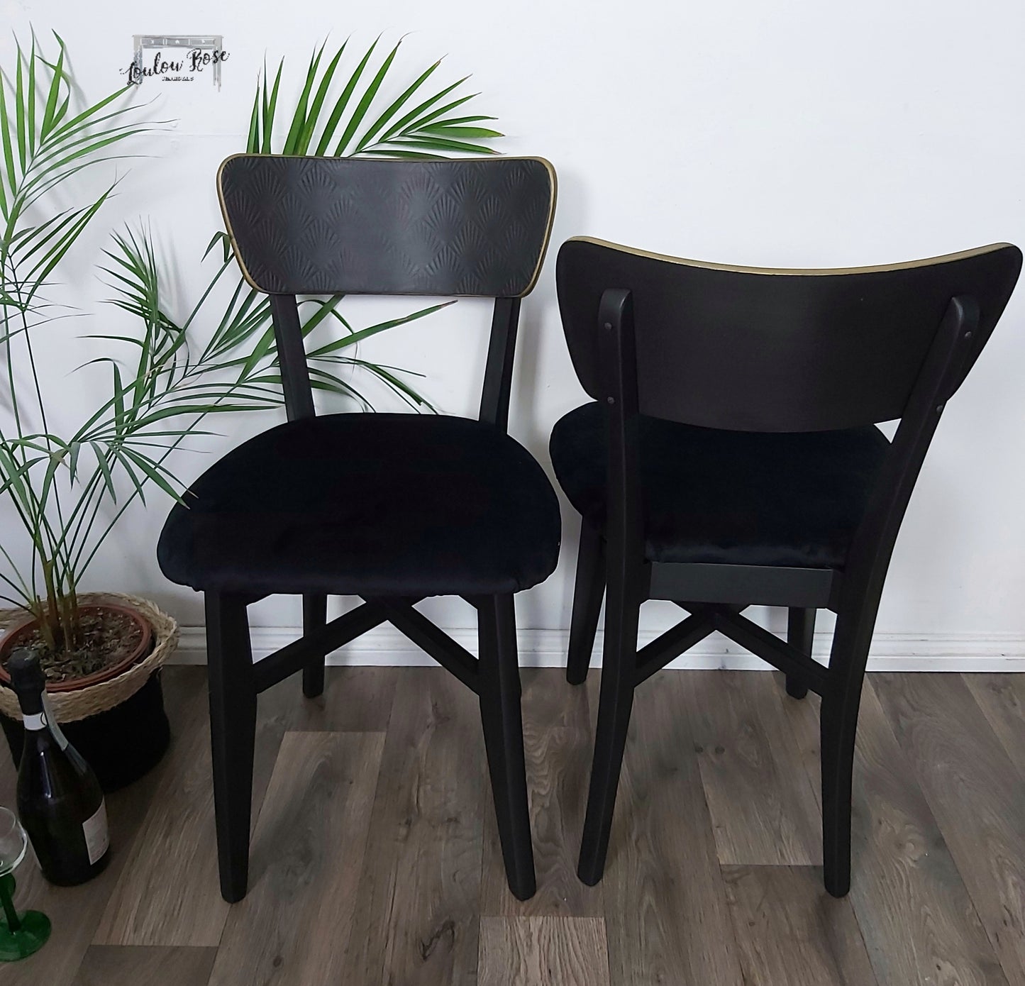 Trolley Table and Chairs in Black and Gold, Drinks Trolley Dining Set