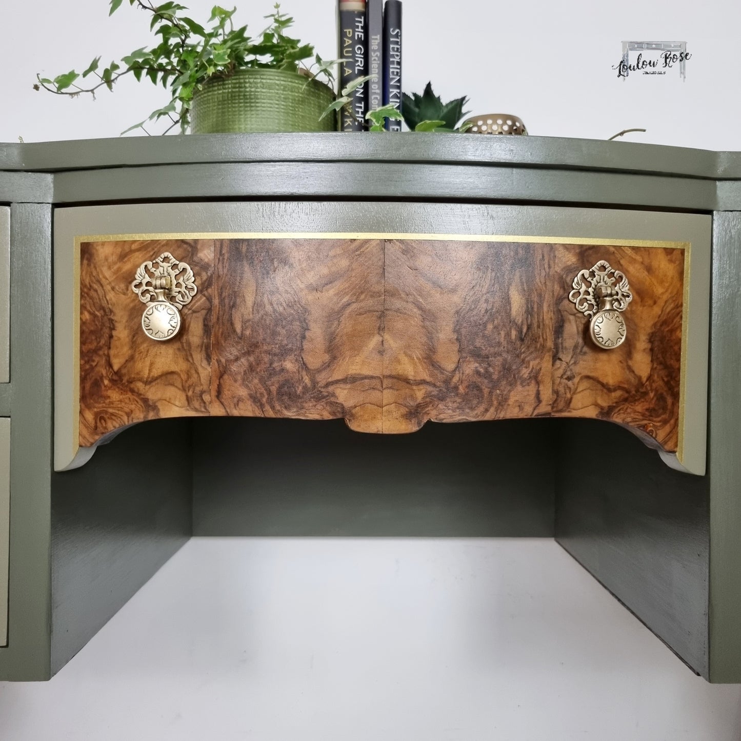 Desk in Green and Gold, Dressing Table or Office Furniture