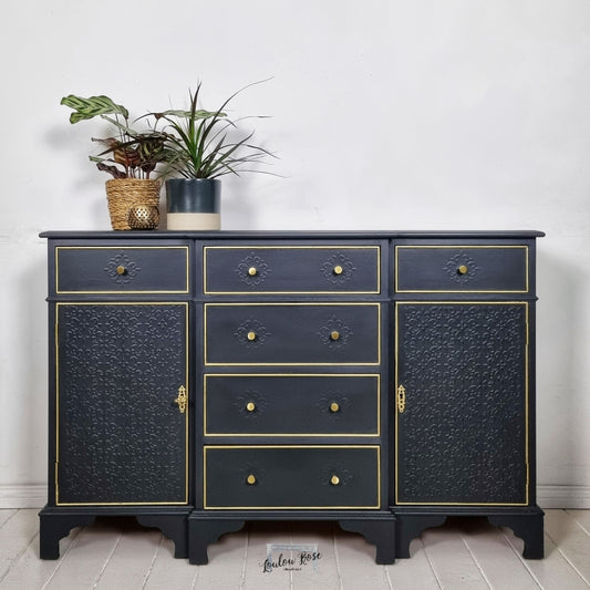 Sideboard in Blue and Gold with Raised Stencilling