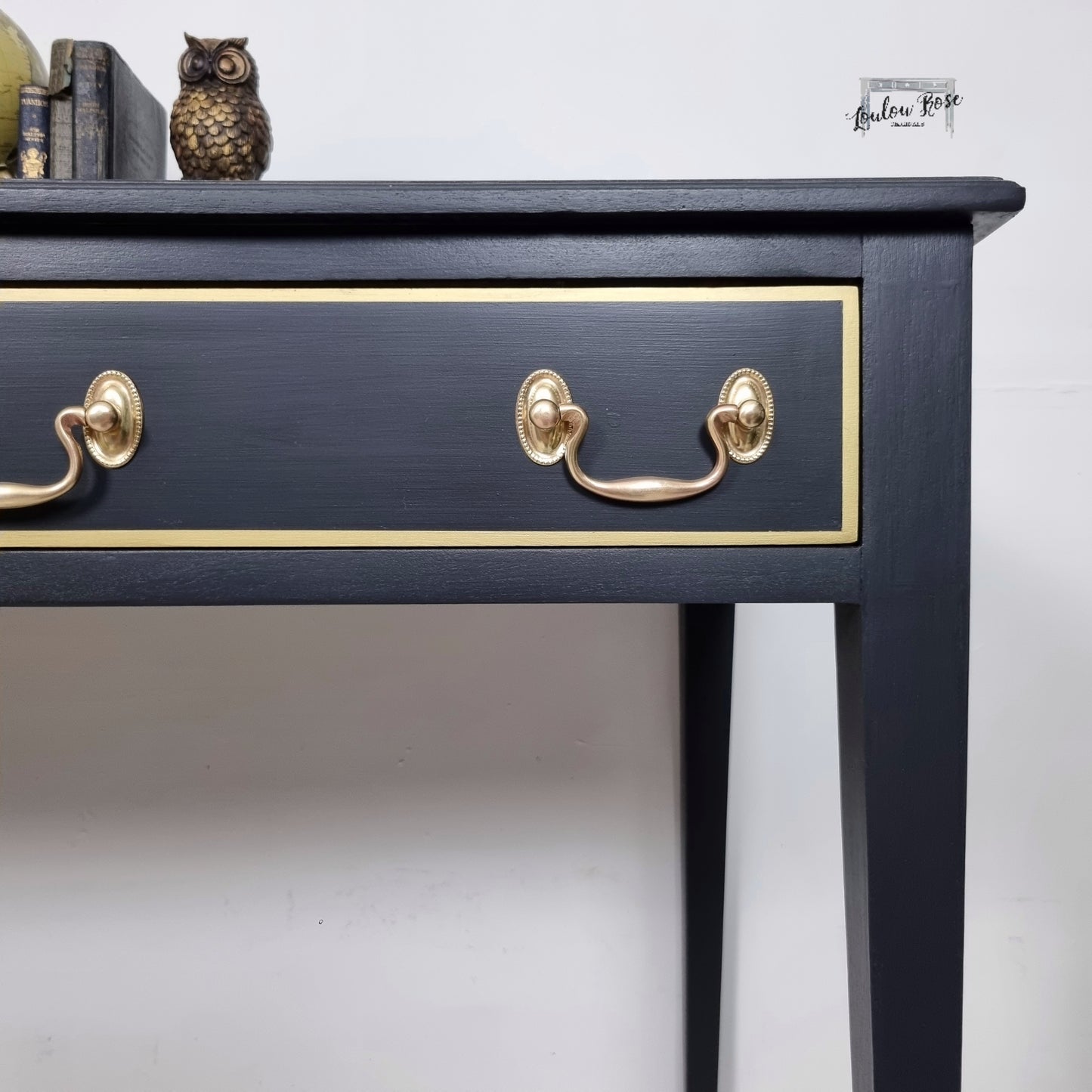 Desk in Black with Gold Detail and Inlay Top