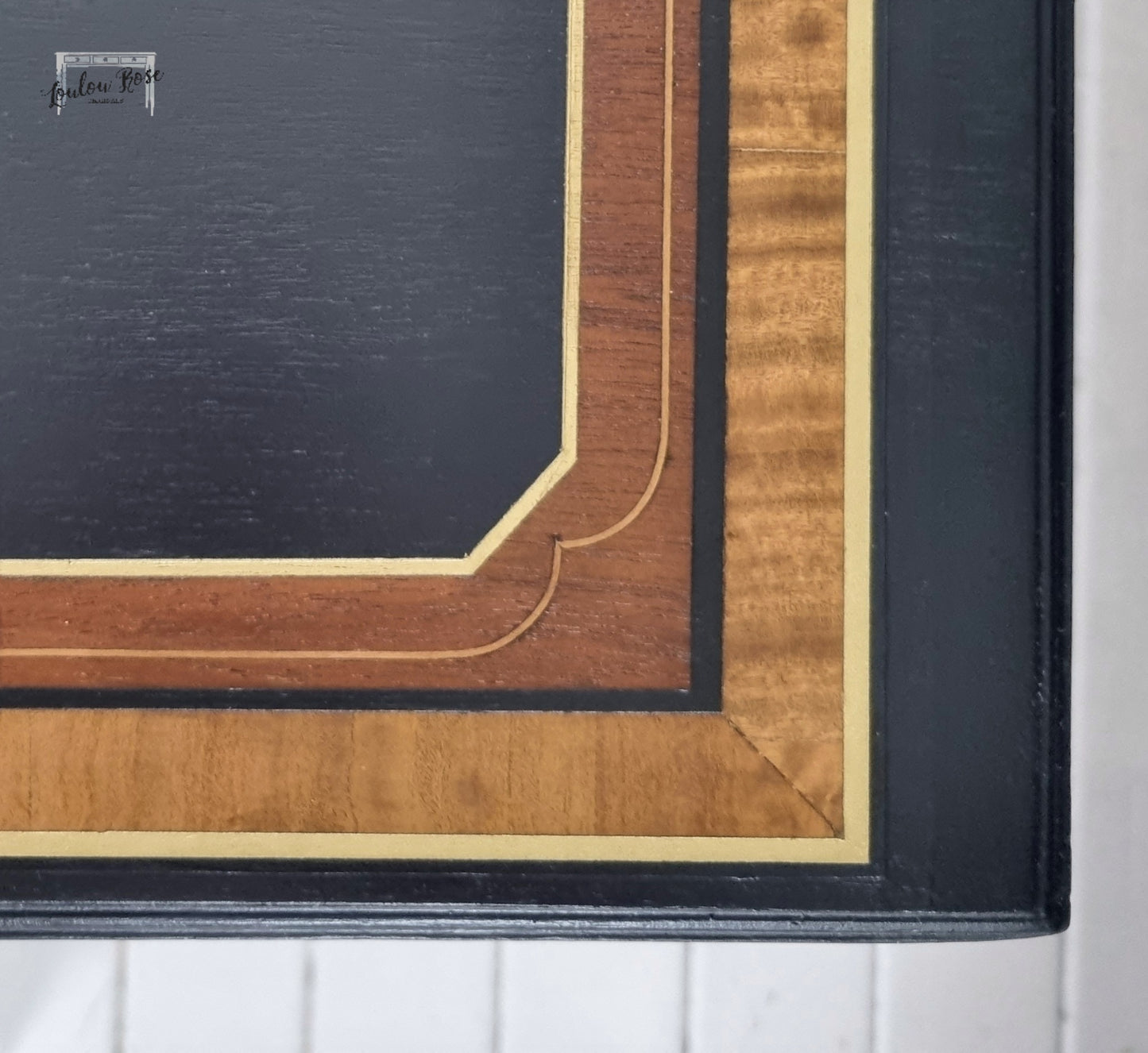 Desk in Black with Gold Detail and Inlay Top